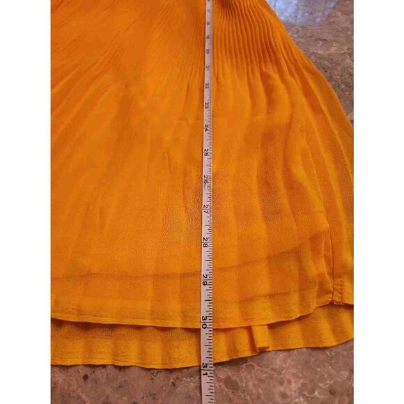 H&M pleated halter mini dress size 4 orangey yellow - Picture 9 of 9